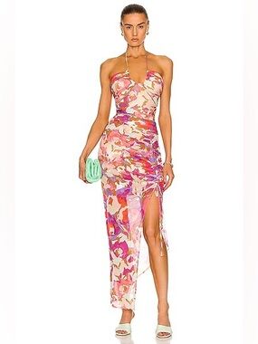 Nicholas x Revolve Maeve Halter Midi Dress in Abstract Floral
